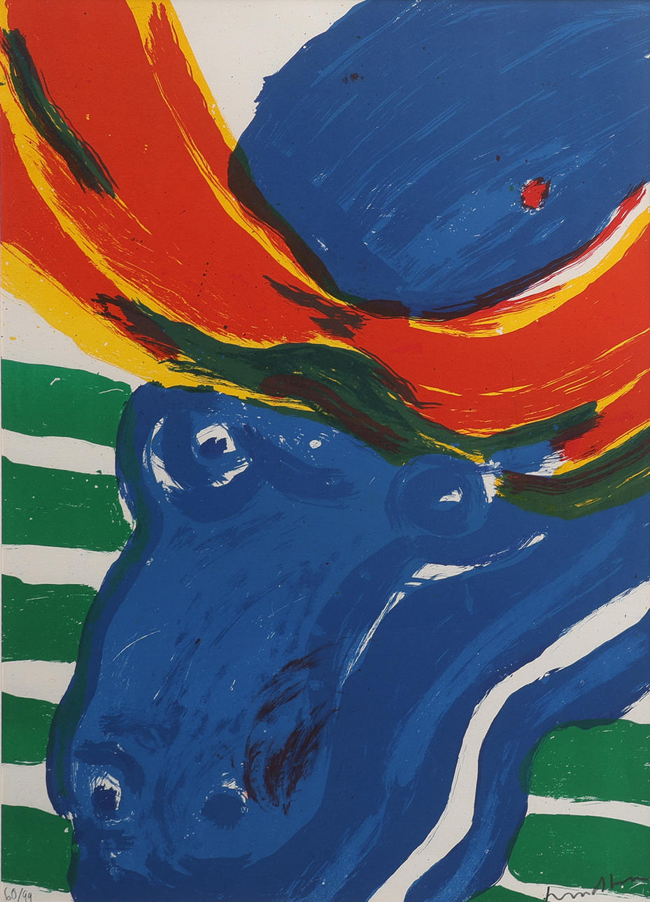 BENGT LINDSTRÖM. OX, LITHOGRAPH, SIGNED.