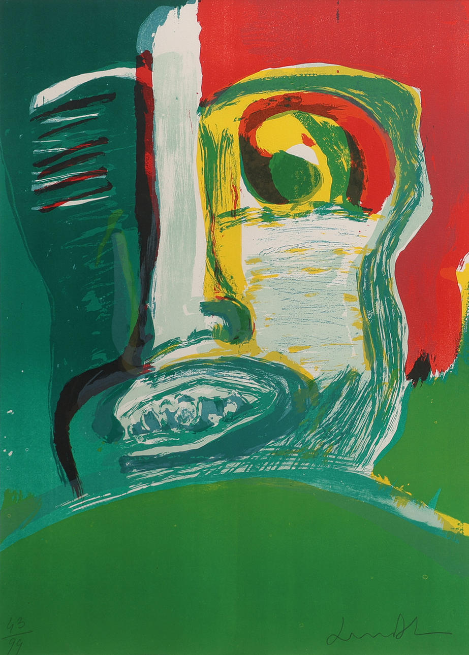 BENGT LINDSTRÖM. FACE, LITHOGRAPH, SIGNED.