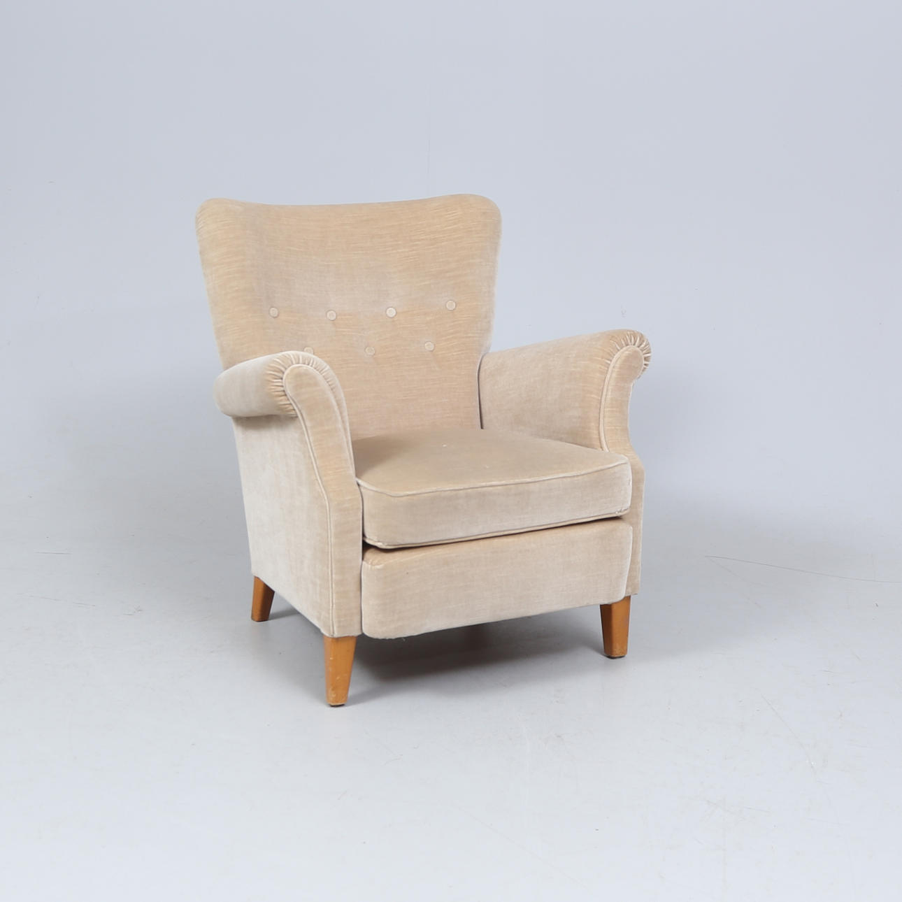 ARMCHAIR, plush, Dux, mid-20th century.