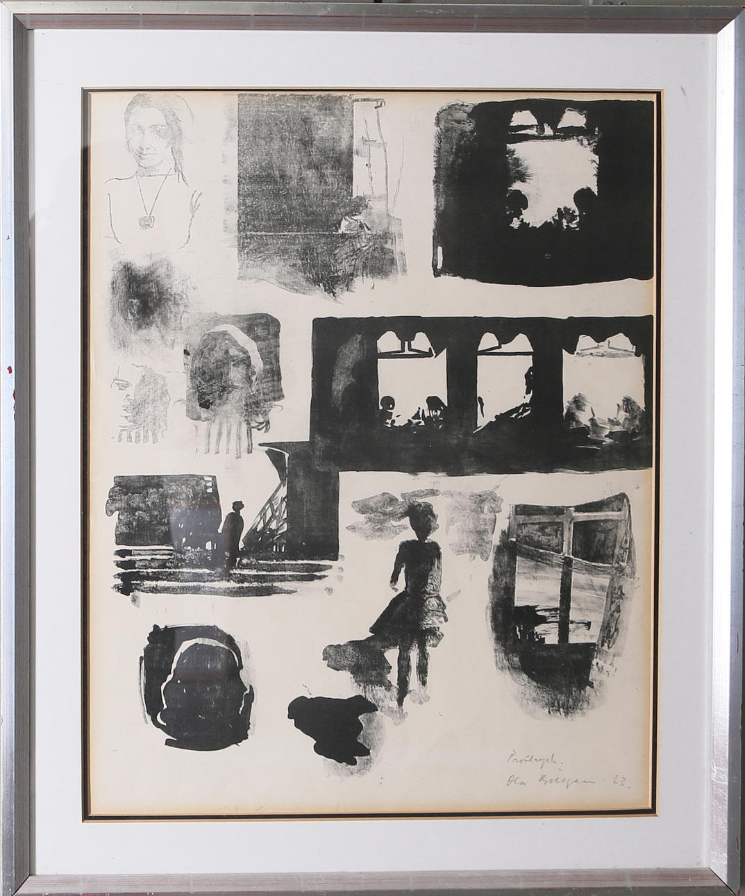 OLA BILLGREN. Ansikten och fönster, litografi, provtryck, signerad och daterad -63.