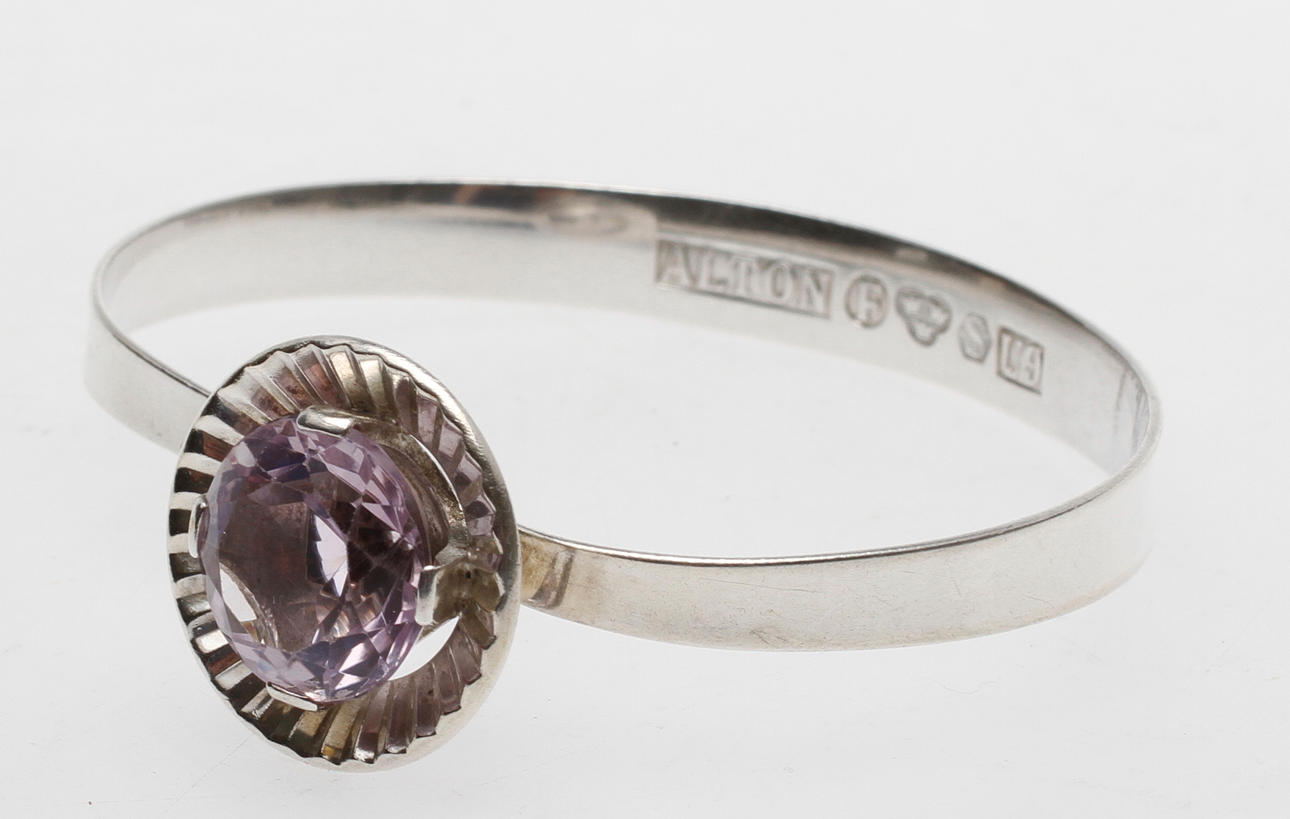 ARMBAND, silver och troligen rosa topas, Alton, Falkenberg 1970.