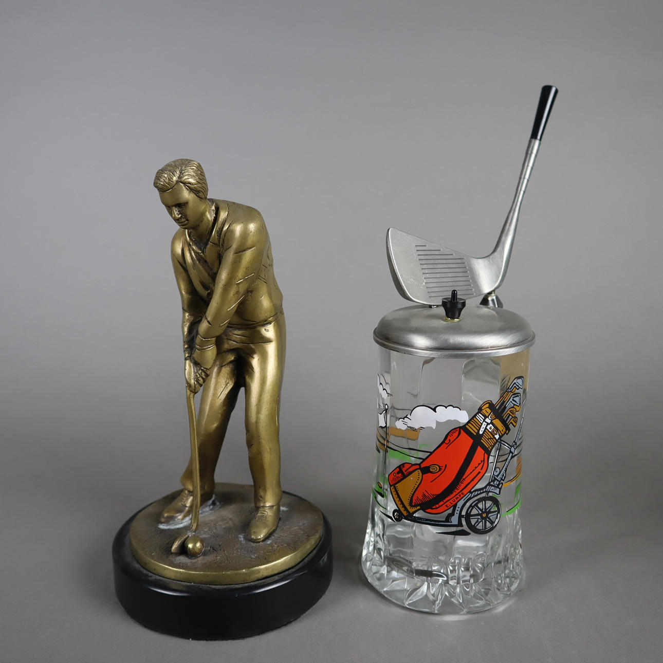 Collection "GOLF", 2 pieces, figure and beer stein.