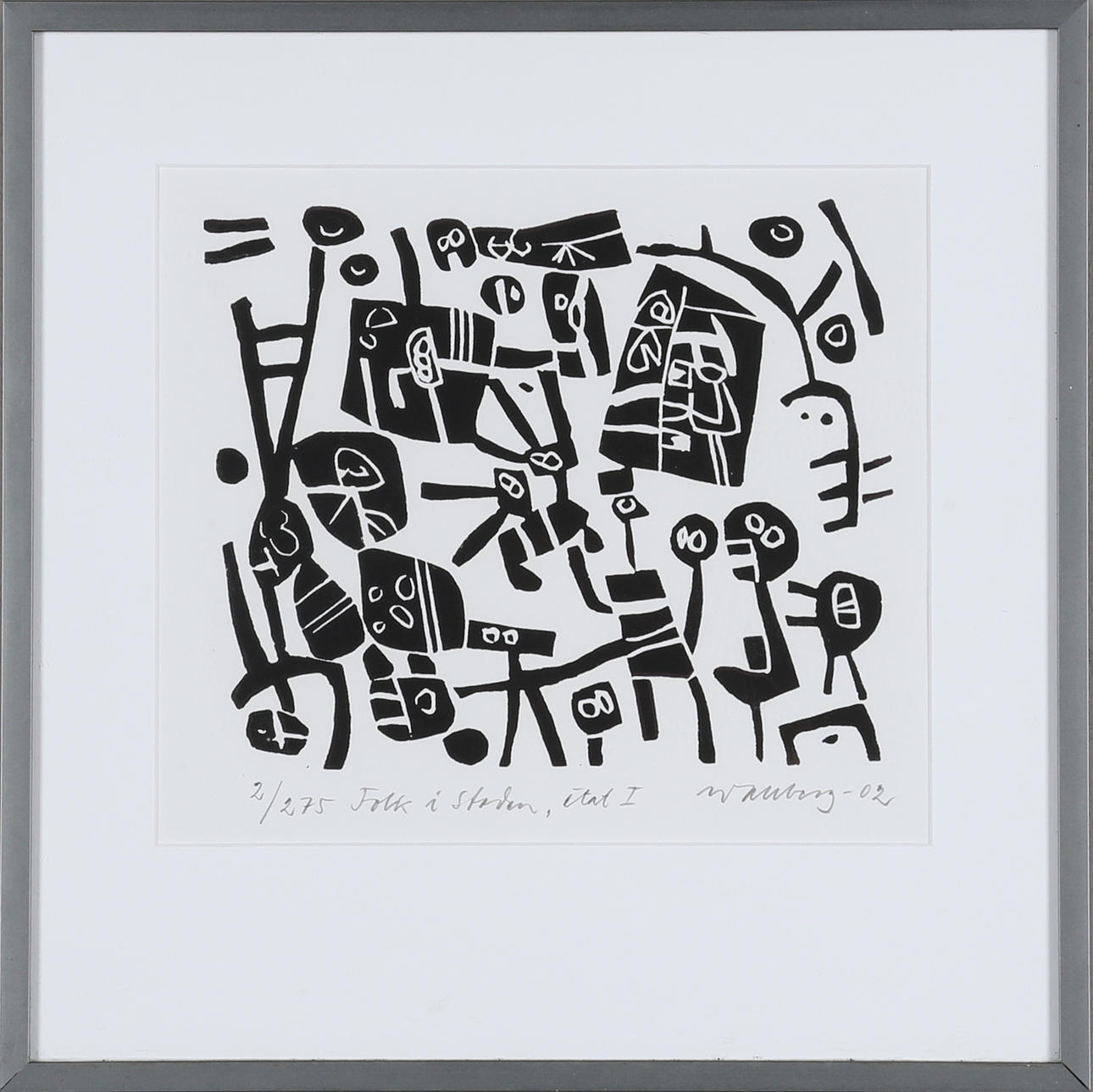 BENGT WALLMARK. 'Folk i staden', litografi, signerad samt numrerad 2/275.