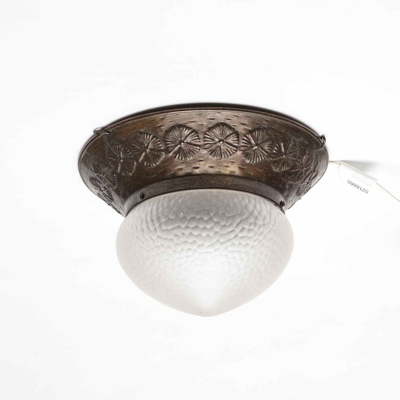 CEILING LIGHT, copper and glass, Art Nouveau.