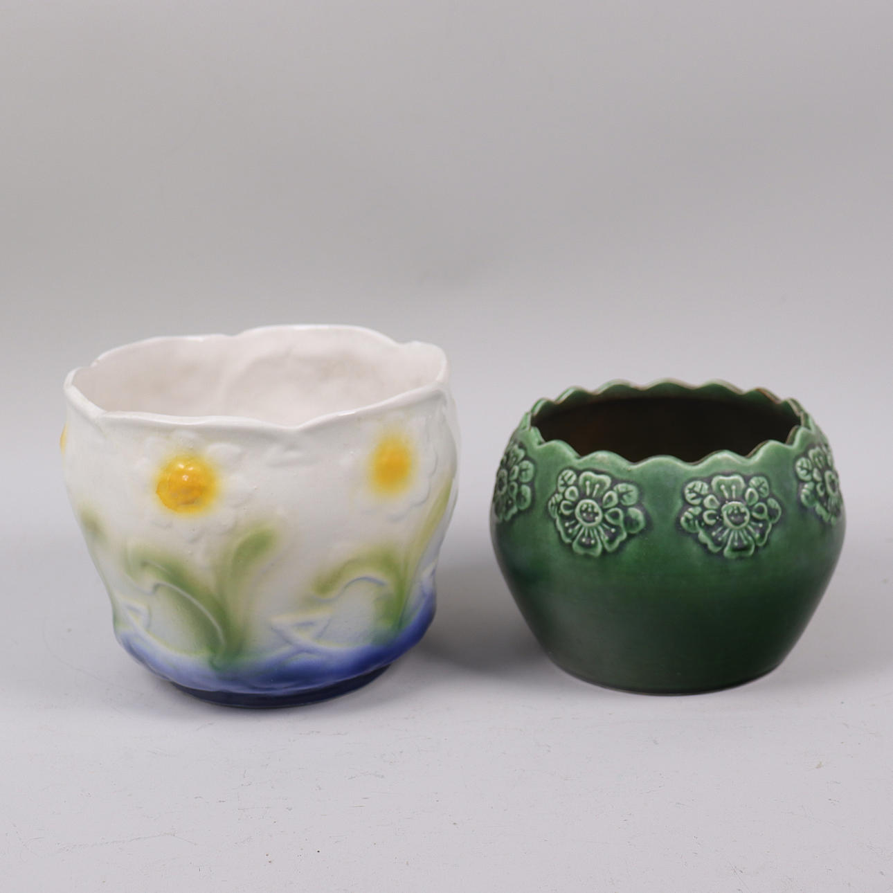 JARDINIÈRE, earthenware, Gabriel etc., 20th century, 2 pcs.