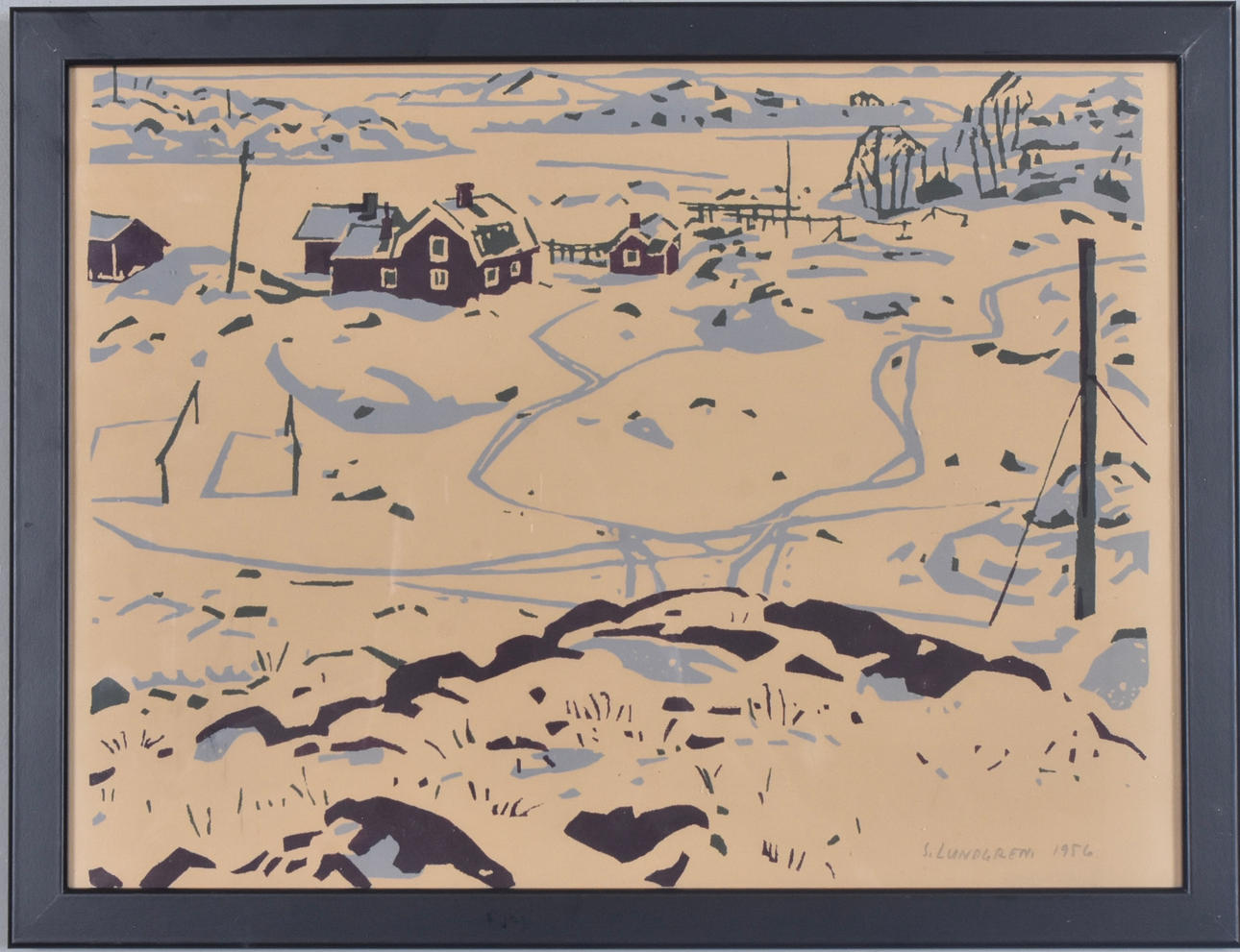 STURE LUNDGREN. Colour woodcut.