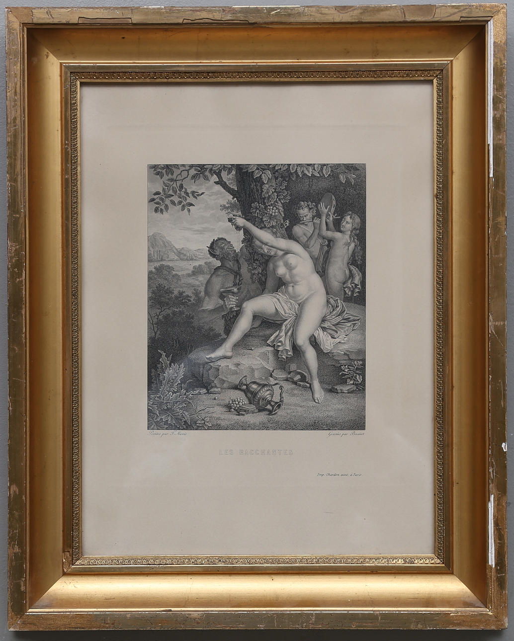 FRANS VAN MIERIS. EFTER. "Les Bacchantes". Gravyr, 1800-tal.