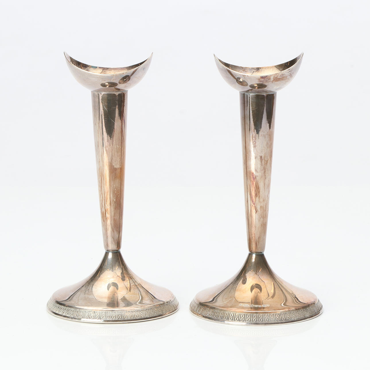 GAB, CANDLESTICKS, A PAIR. Silver with weighted base, total weight approx. 365 grams. Stockholm, 1967.