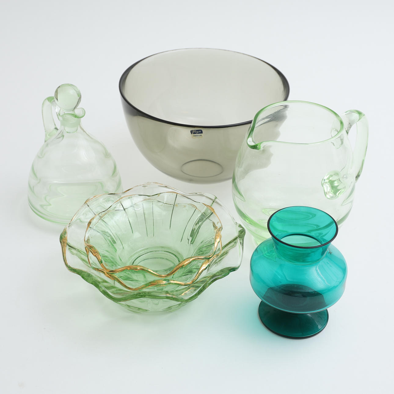GLASS OBJECTS, 7 pcs, incl. Orrefors, Lindshammar.