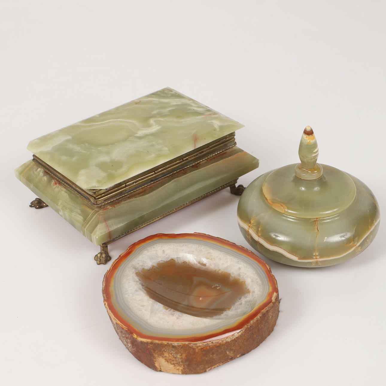 BORDSSKRIN, LOCKASK M.M., 3 delar, onyx / mässing.