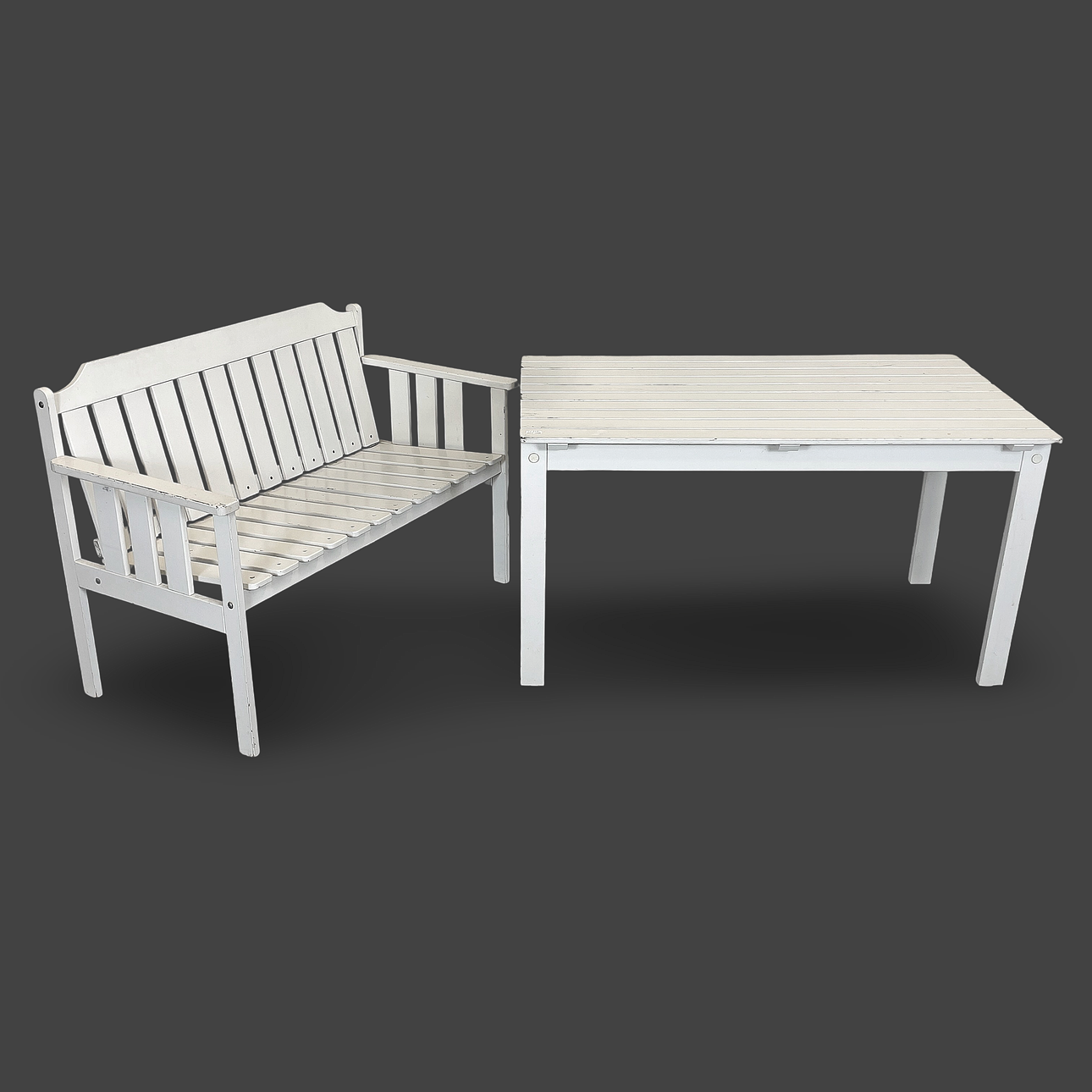 GARDEN SOFA with TABLE, 2 pieces, painted wood.