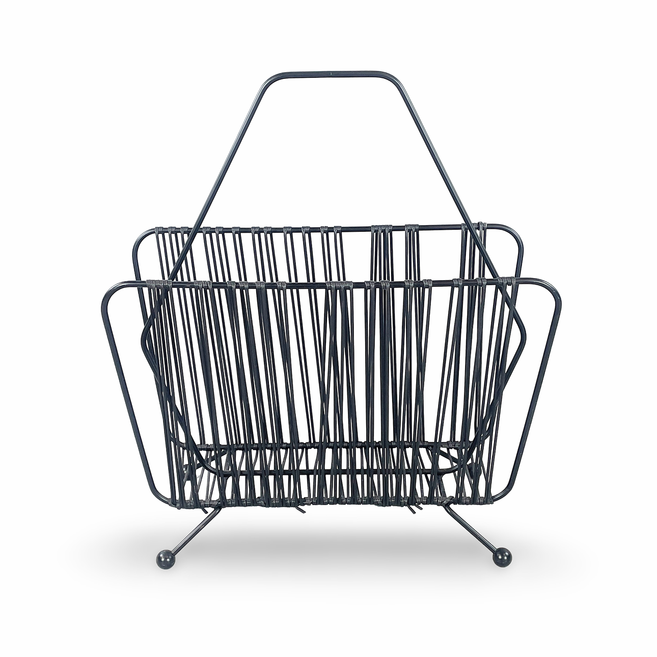 MAGAZINE RACK, metal/plastic, string model, mid-20th century.