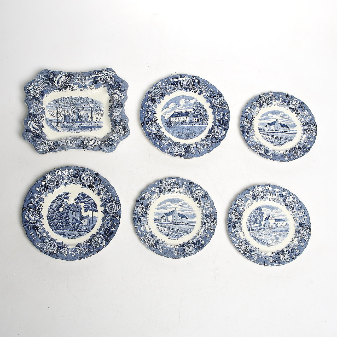 SERVISDELAR, 6 st, flintgods, "Skåne", Rörstrand, 1900-talets första hälft.