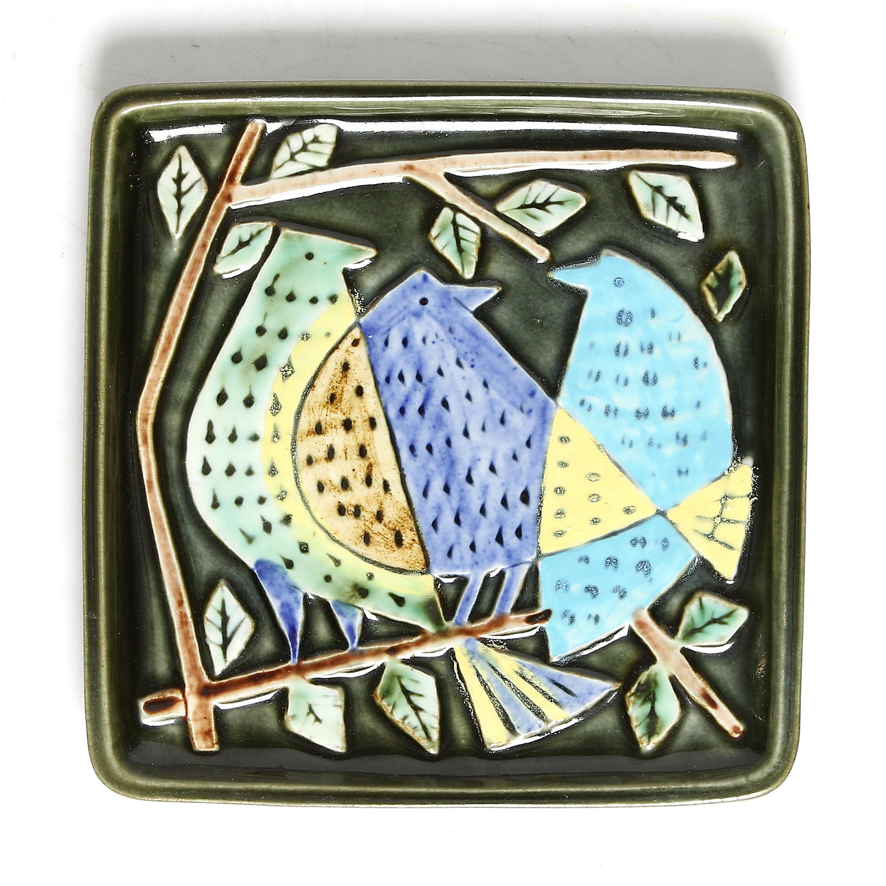 LISA LARSON. Väggrelief/fat, stengods, Gustavsberg.