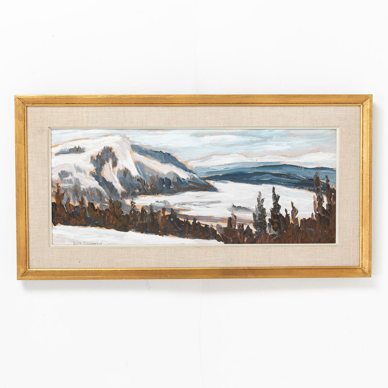 ERIK OSSLUND. mountain landscape, oil on panel, signed.