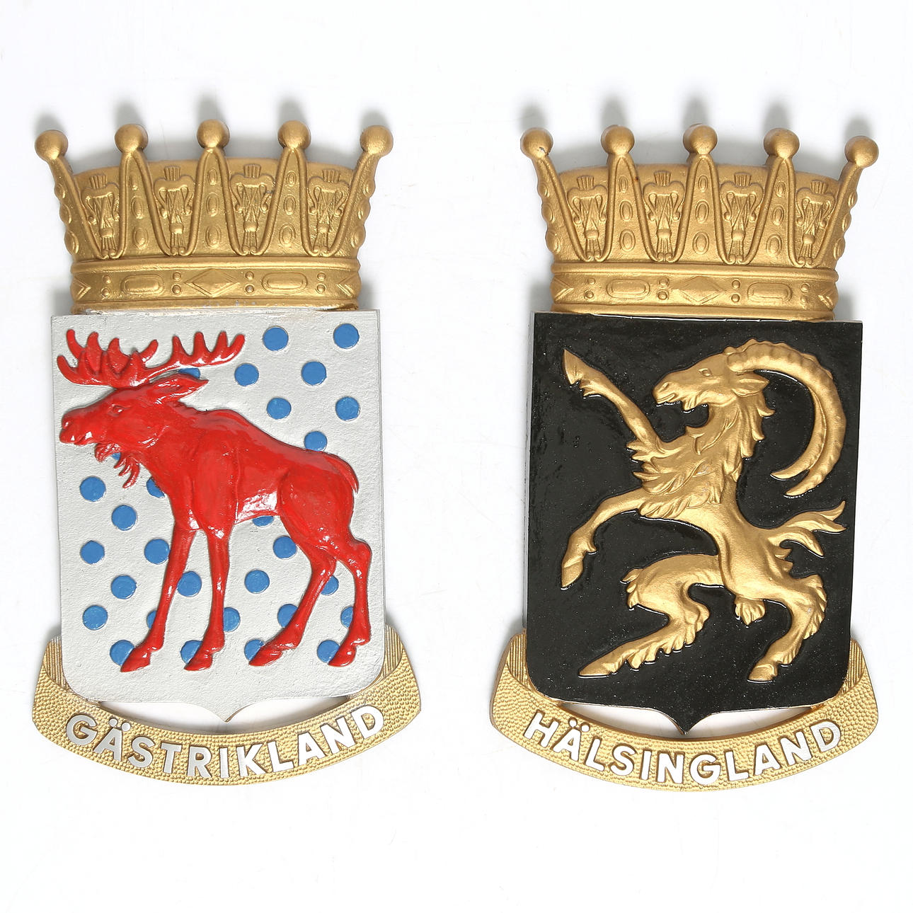 LANDSKAPSVAPEN, lättmetall, Hälsingland och Gästrikland. 1900-talets andra hälft.