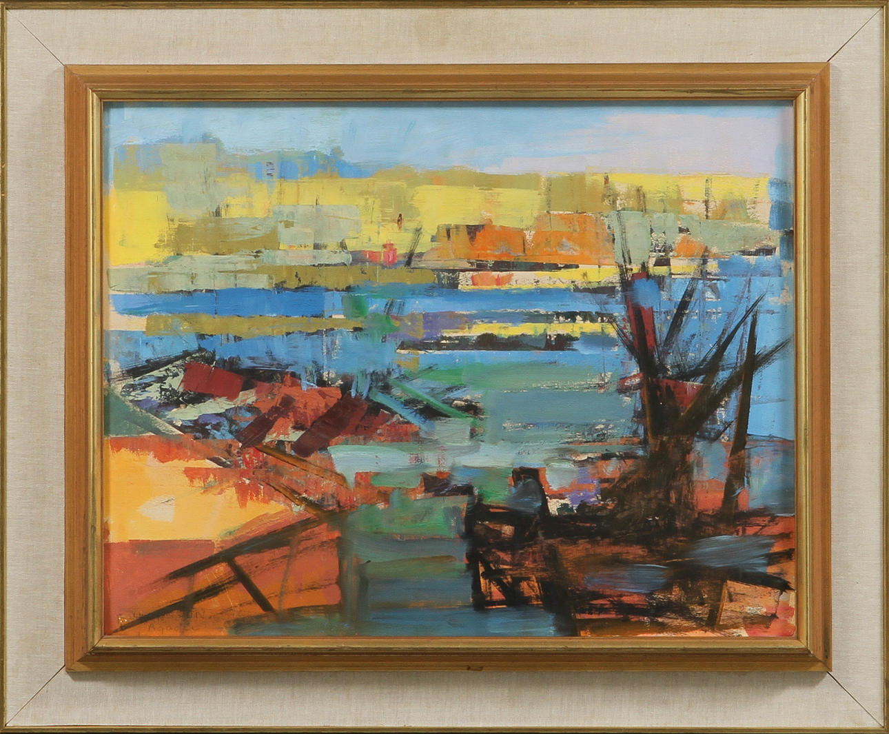 BRITA HANSSON. Hamnmotiv från Agadir, olja på papp, sign.