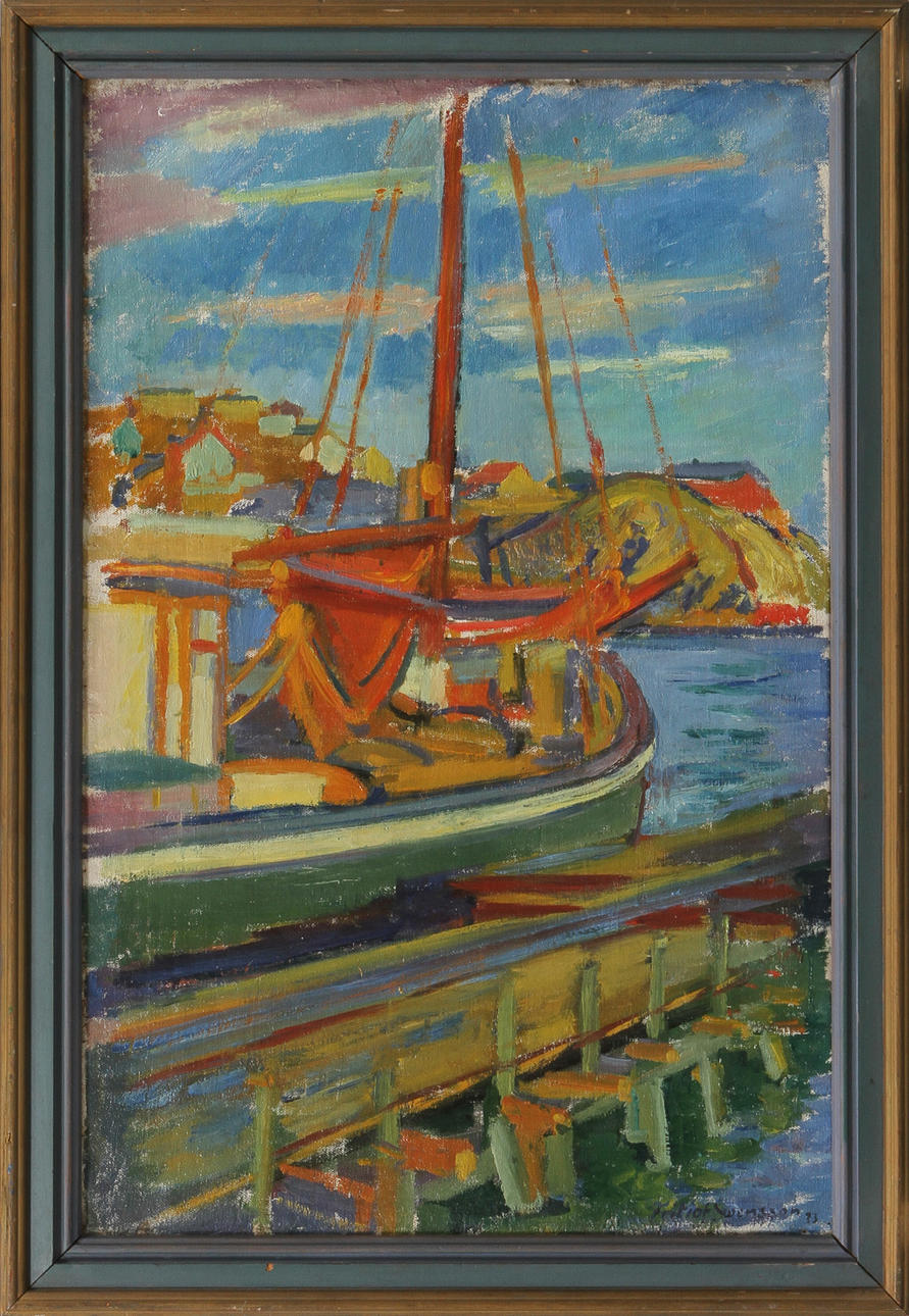 FRITIOF SWENSSON. Hamnmotiv, olja på duk, sign och dat -33.