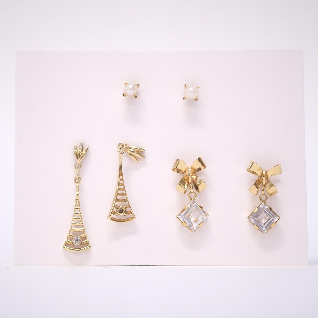 EARRINGS, THREE PAIRS, 18K GOLD.