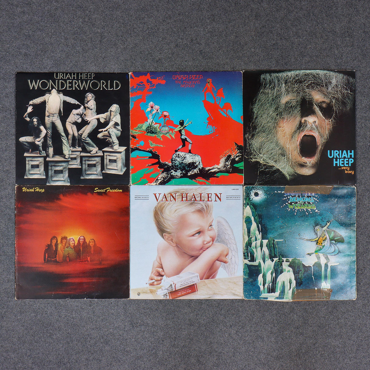 6 LP RECORDS, URIAH HEEP, VAN HALEN.