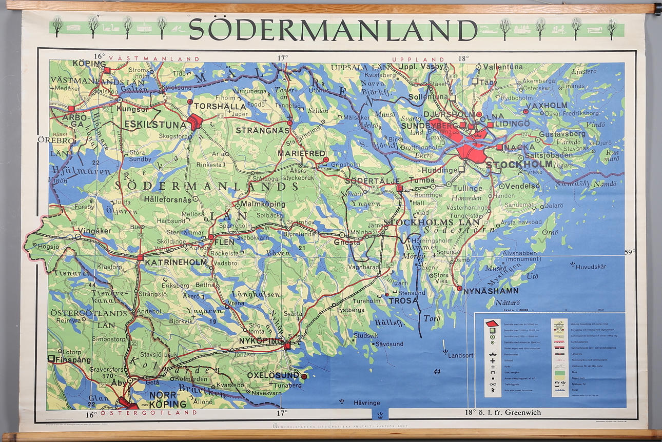 SKOLPLANSCH, offsettryck, 1900-talets mitt.