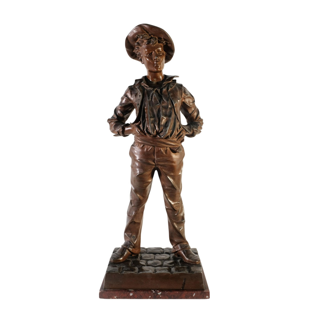 Boy sculpture in spelter. Signed Milliard.