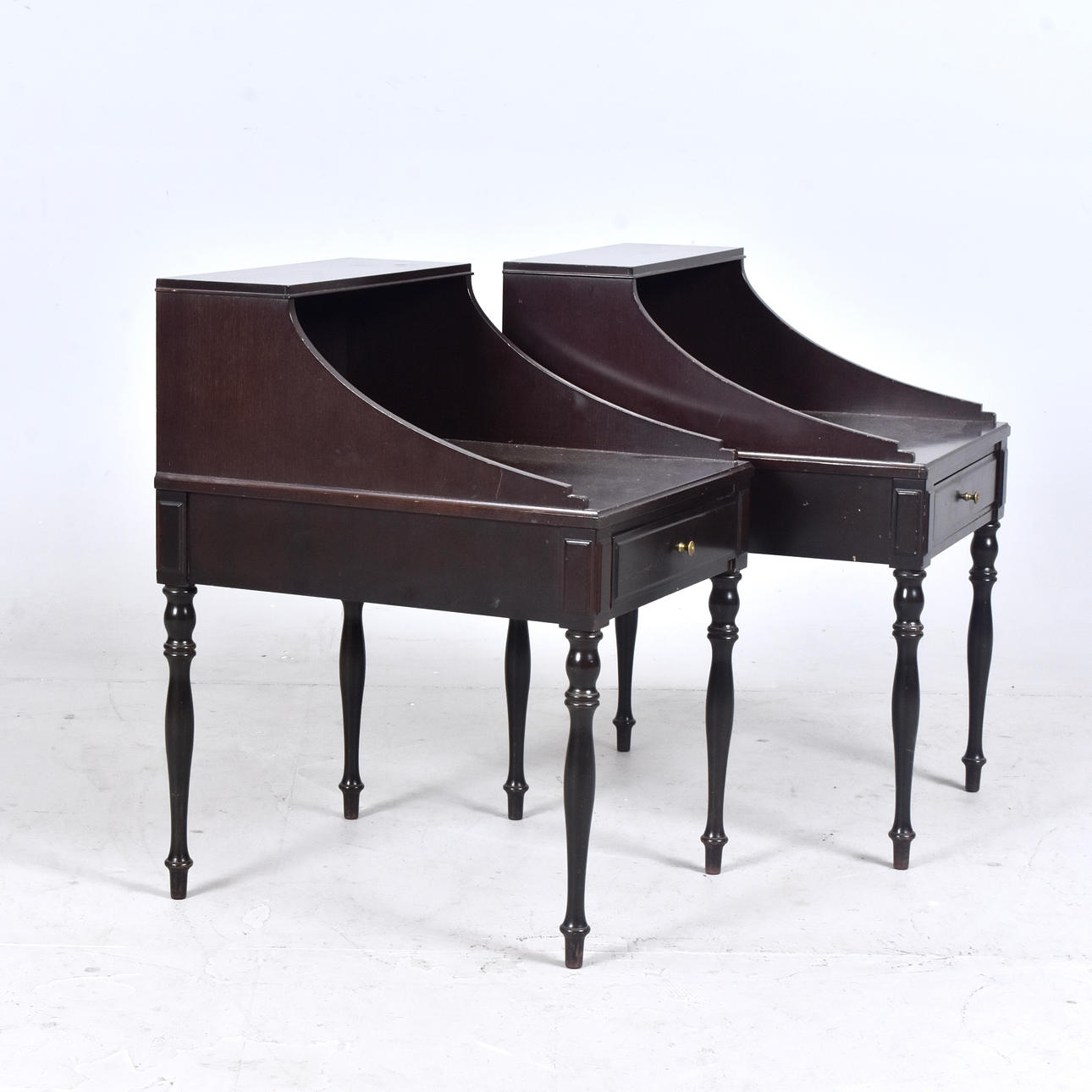 BEDSIDE TABLES, 1 pair, waxed wood.