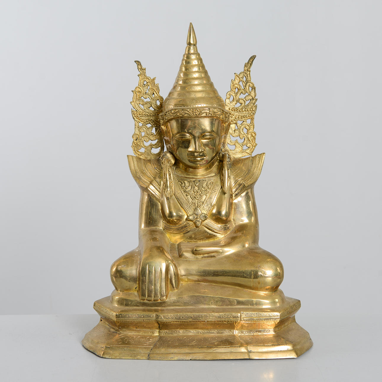 SKULPTUR, Buddha, mässing, 1900-tal.