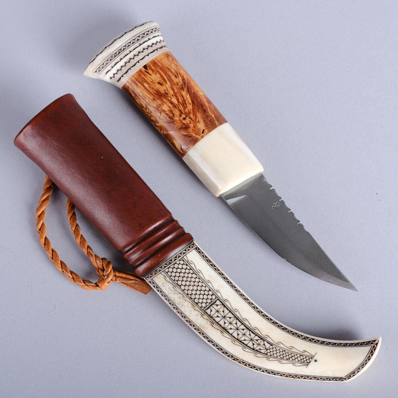 PER-ERIC NILSSON. Half-horn knife, signed, 20th century.