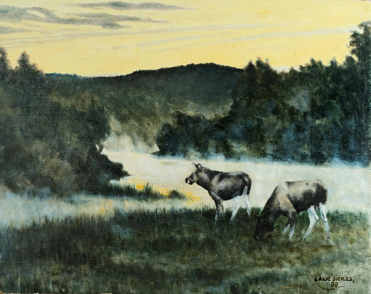 LASSE SIEKAS. Oil on panel, signed, 1988.