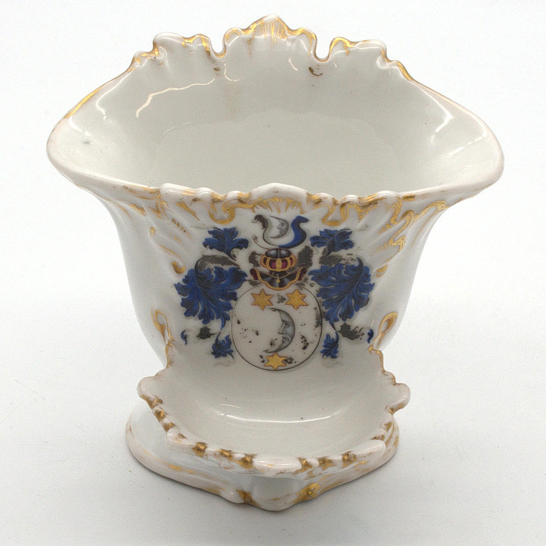 ANTIQUE BIEDERMEIER DECORATIVE VASE HAND-PAINTED DATED 1861.