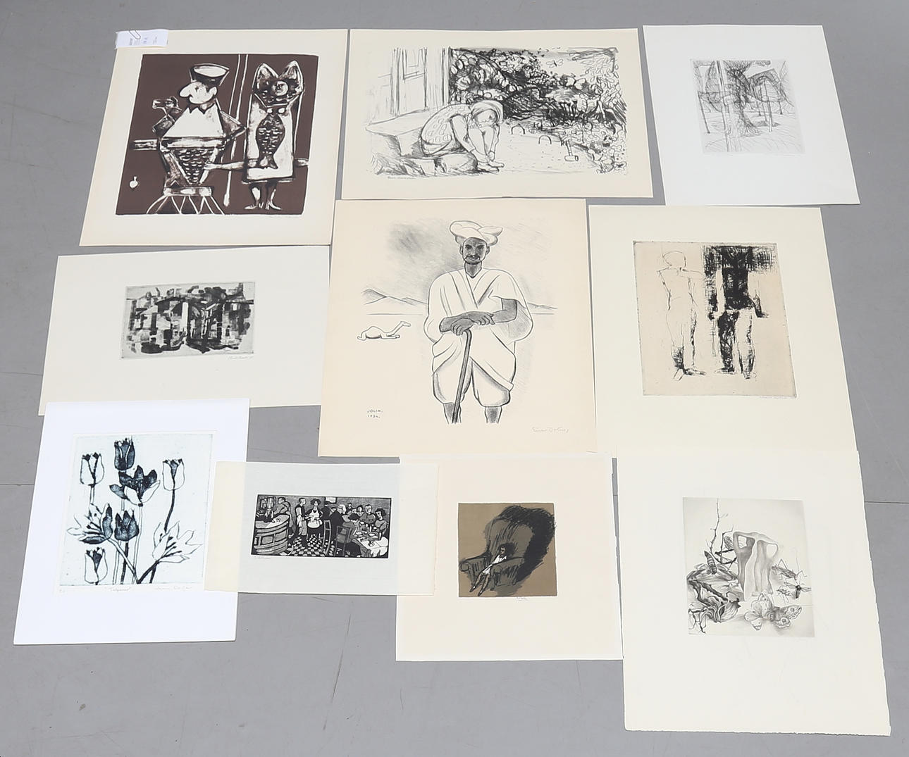 DIVERSE KONSTNÄRER. Olika tekniker, 10 st.