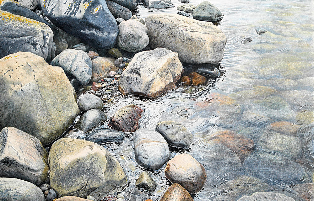 JOHANNES WESSMARK. Gicleetryck nr 31/50, "Fjällbacka stenar", signerad J Wessmark.