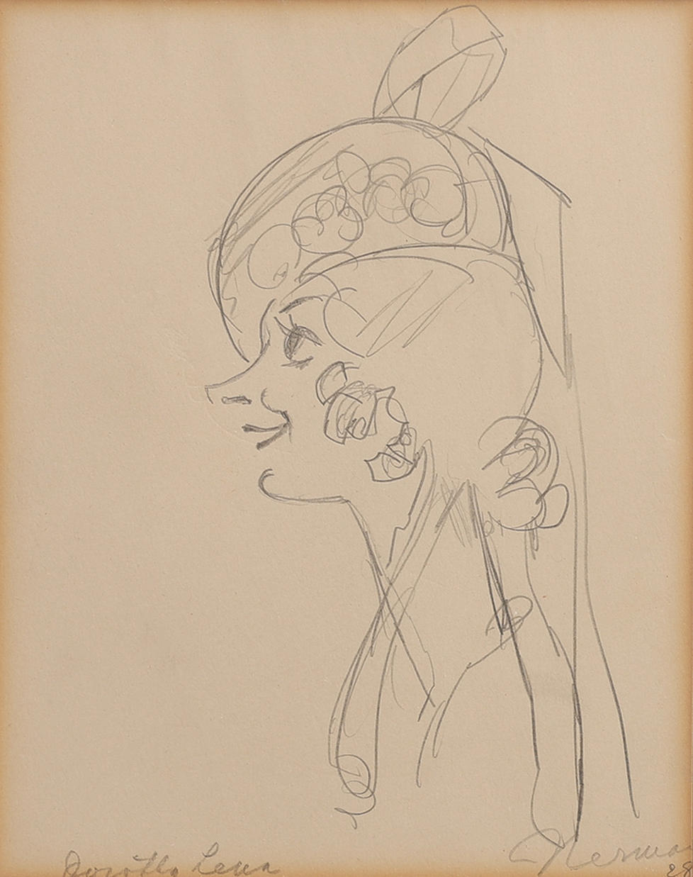 EINAR NERMAN. GRAPHITE ON PAPER, CARICATURE, SIGNED AND DATED 1928.