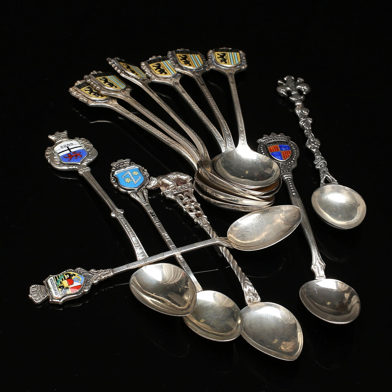 SOUVENIRSKEDAR, 12 st, silver, 1900-tal.