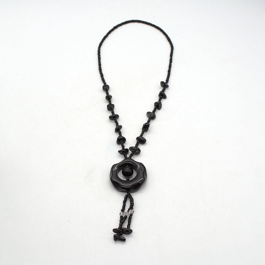 NECKLACE; NEPHRITE/BLACK JADE; VINTAGE.