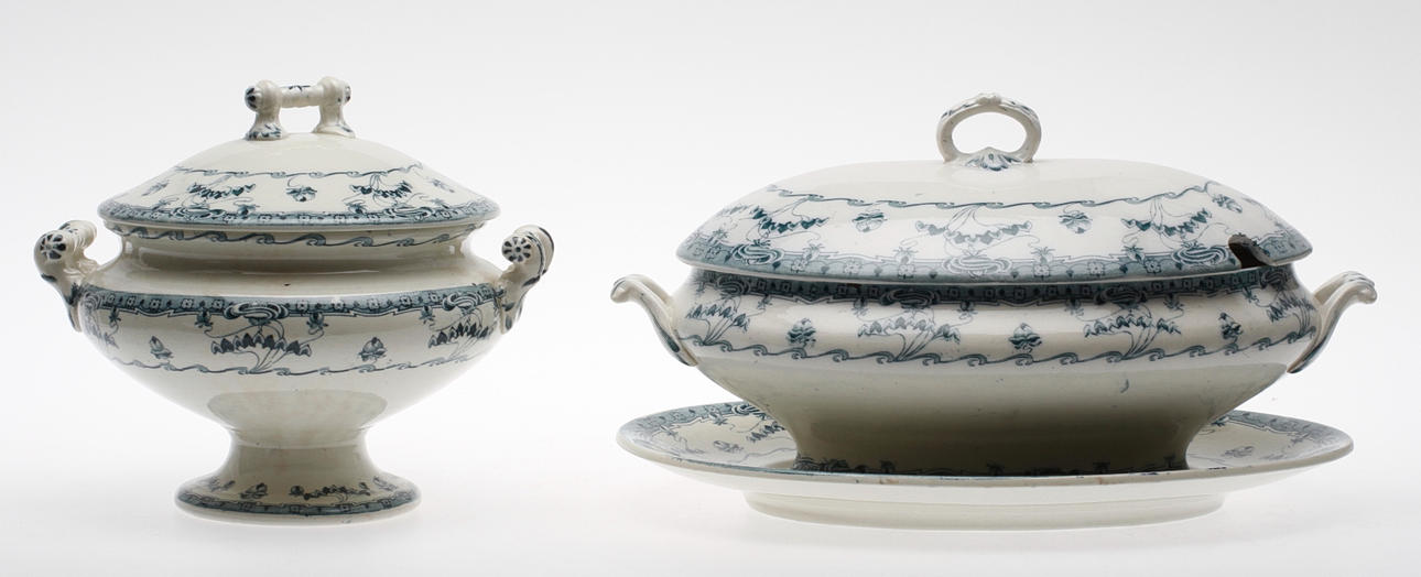 TERRINER, 2 st, flintgods, "Venus", Gustafsberg.