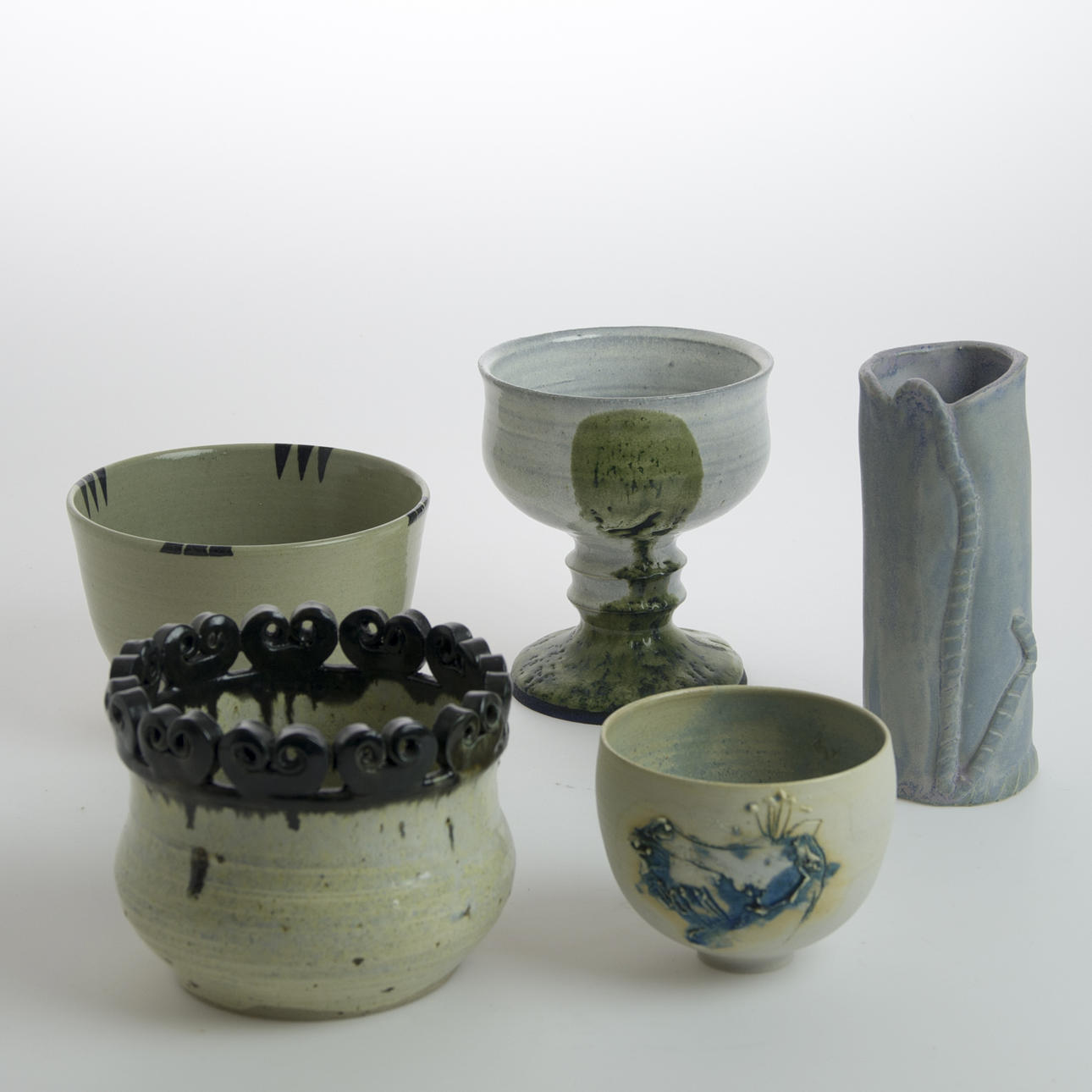 SKÅLAR & VASER, 5 delar, keramik, Brita Mellander-Jungermann.