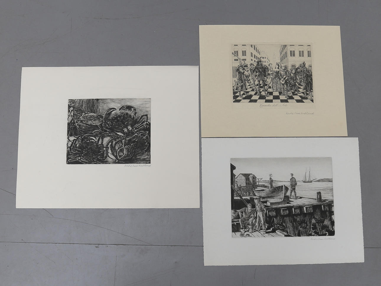 BERTIL BULL HEDLUND. Etsningar, 3 st, signerade.