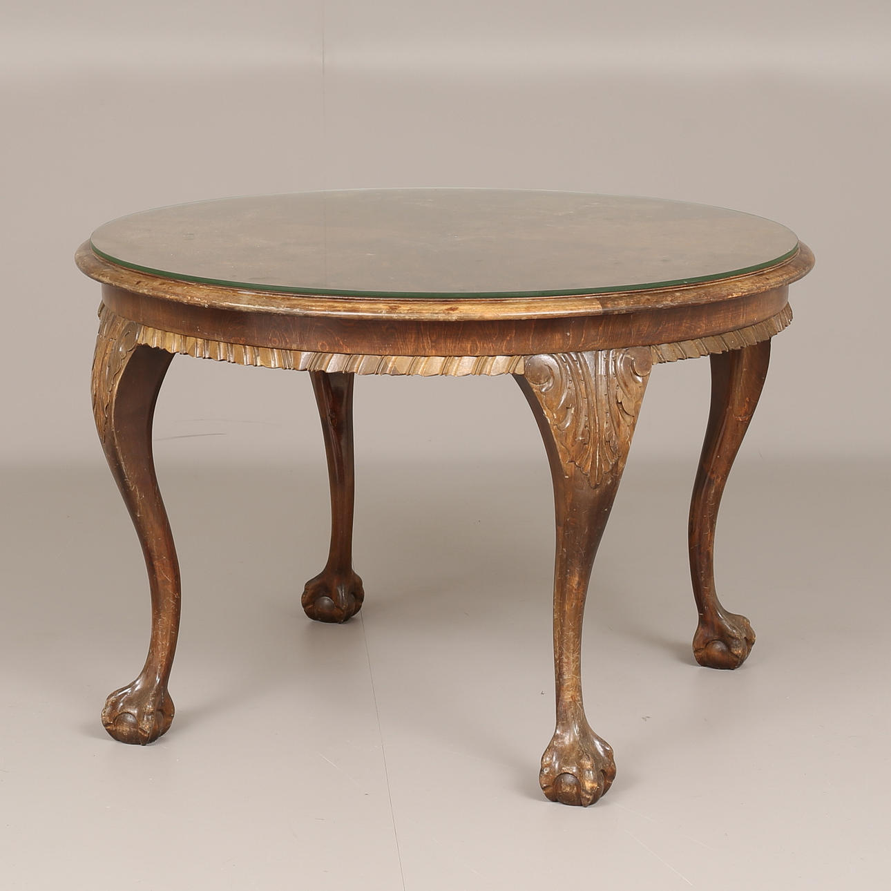 SOFFBORD, björk, chippendalestil, lös glasskiva, 1930/40-tal.