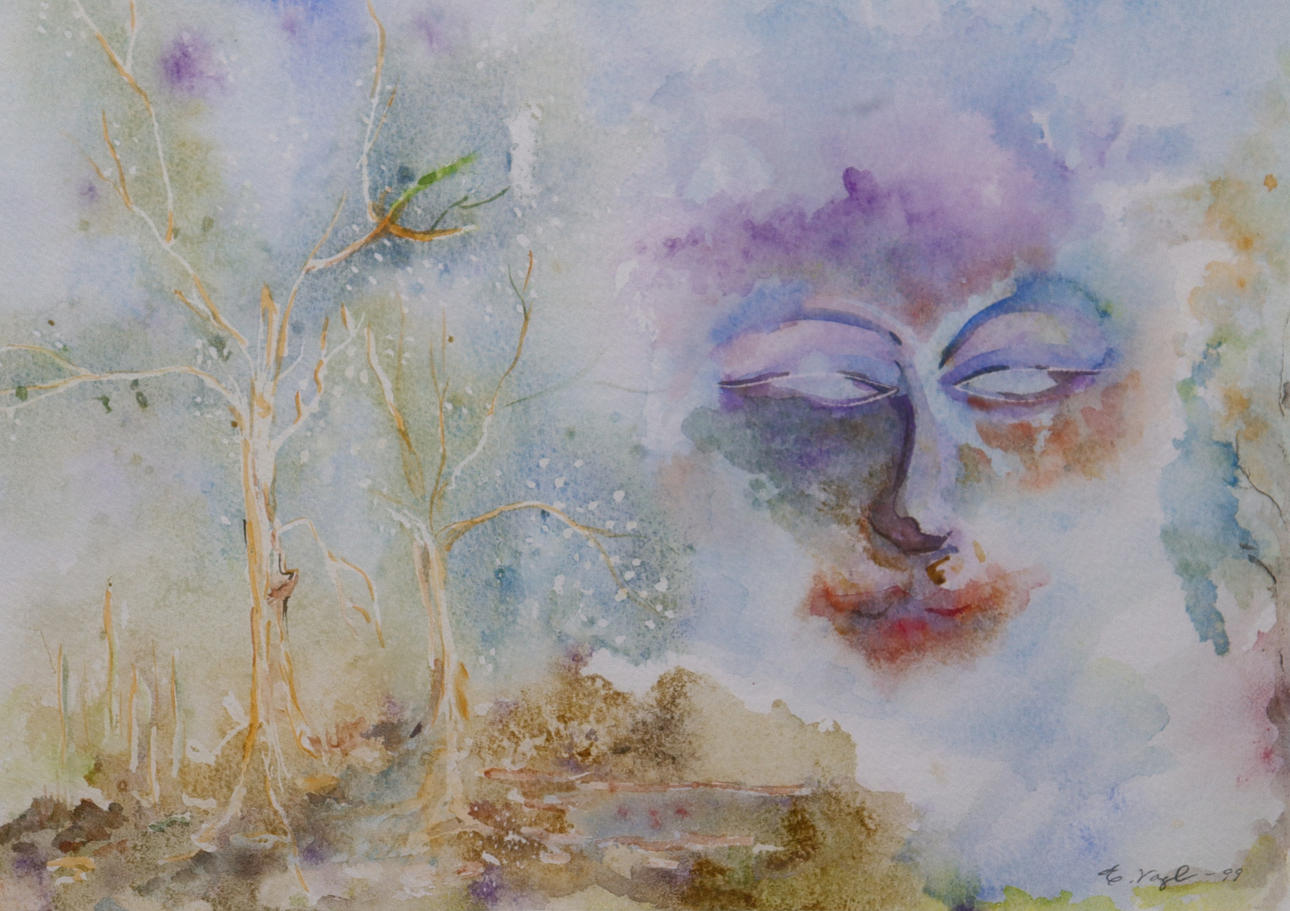 OIDENTIFIERAD KONSTNÄR. watercolour, "Våren vaknar".