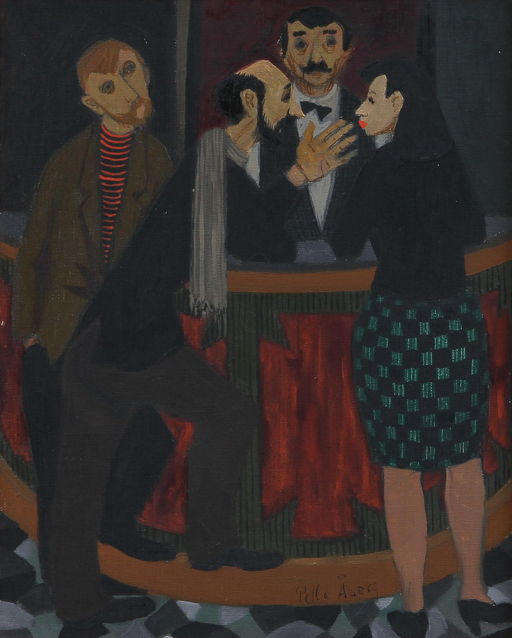 PELLE ÅBERG (1909-1964). Vid baren. Olja på duk.