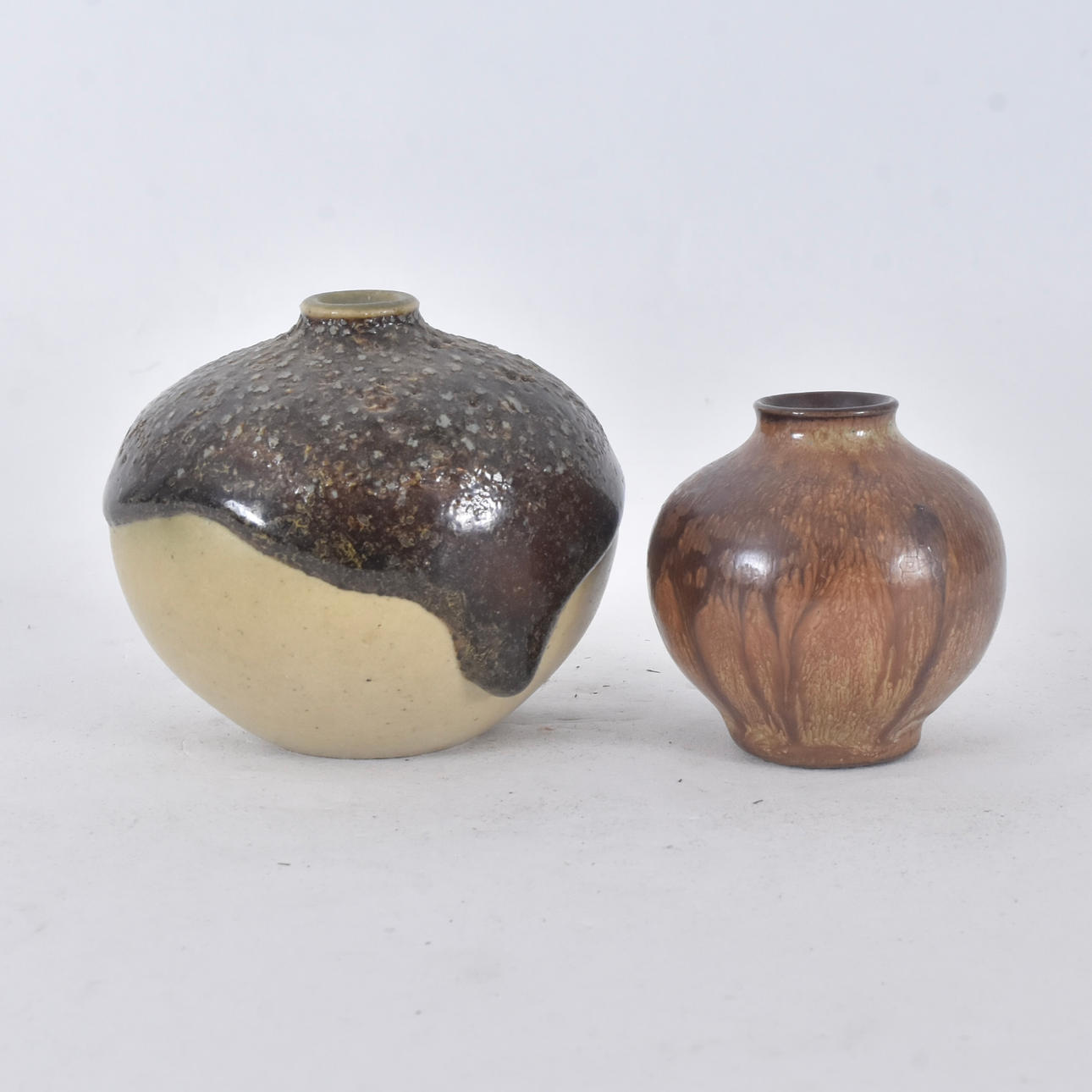 VASES, 2 pieces, stoneware, blue Wallåkra.
