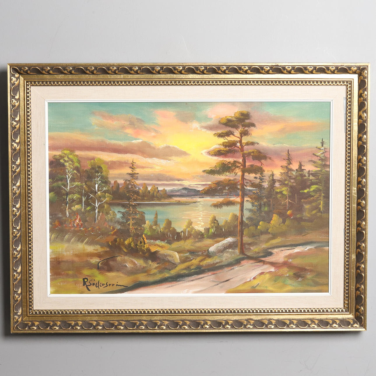 RAGNAR EGRON SÖDERSTRÖM. Oil on canvas, landscape view at sunset, signed.