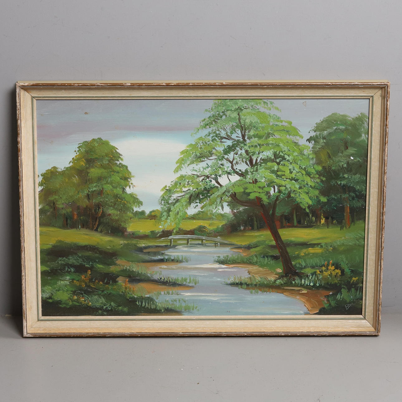 OIDENTIFIERAD KONSTNÄR. Oil on panel, landscape motif, monogram signed.