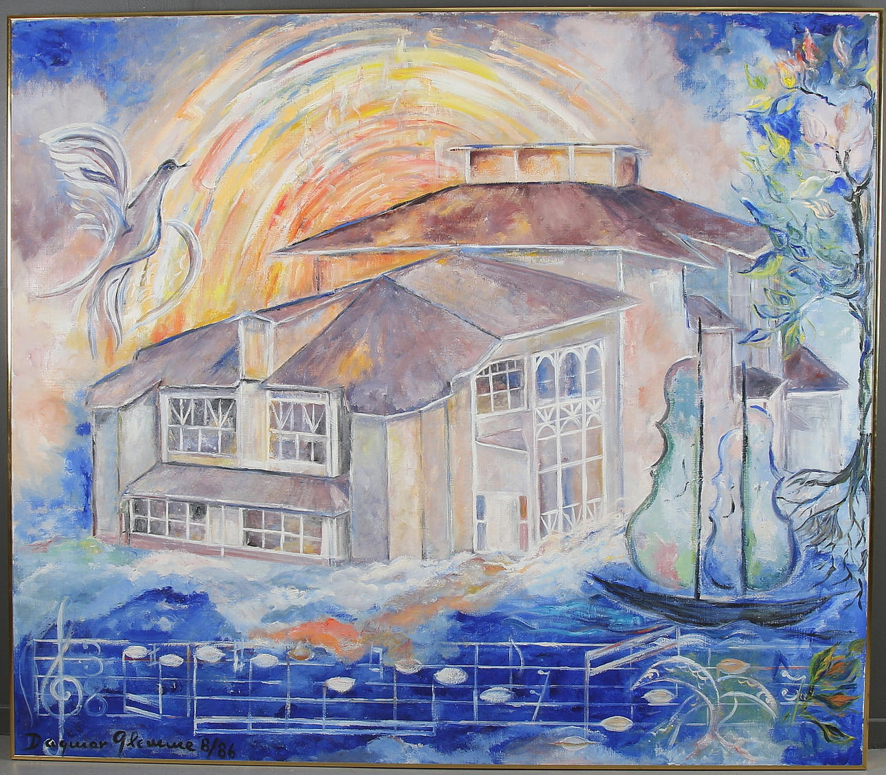 DAGMAR GLEMME. "Ljuset bakom Tonhallen", olja på duk, signerad och daterad 8/86.