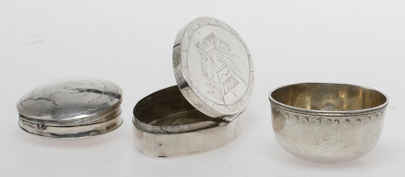 SUPKOPP, DOSOR, 2 st, silver, 1800-tal.