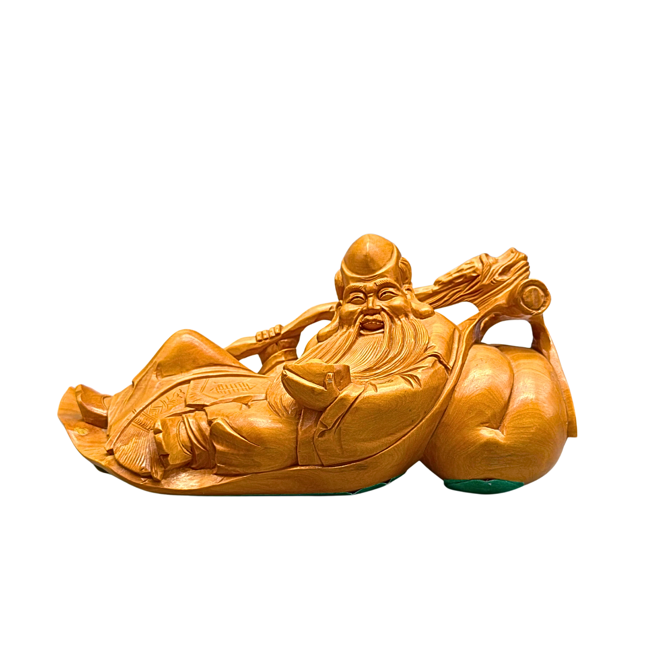 LJUS TRÄFIGUR AV DEN KINESISKA LYCKOGUDEN FÖR LÅNGLEVNAD (SHOU XING) MED ODÖDLIGHETENS PERSIKA