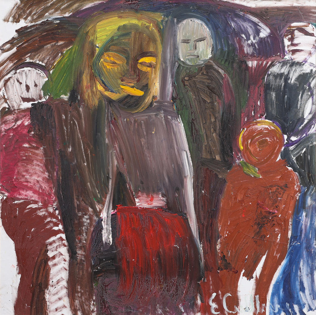 ERLAND CULLBERG. OIL ON CANVAS, FIGURE COMPOSITION, SIGNED.