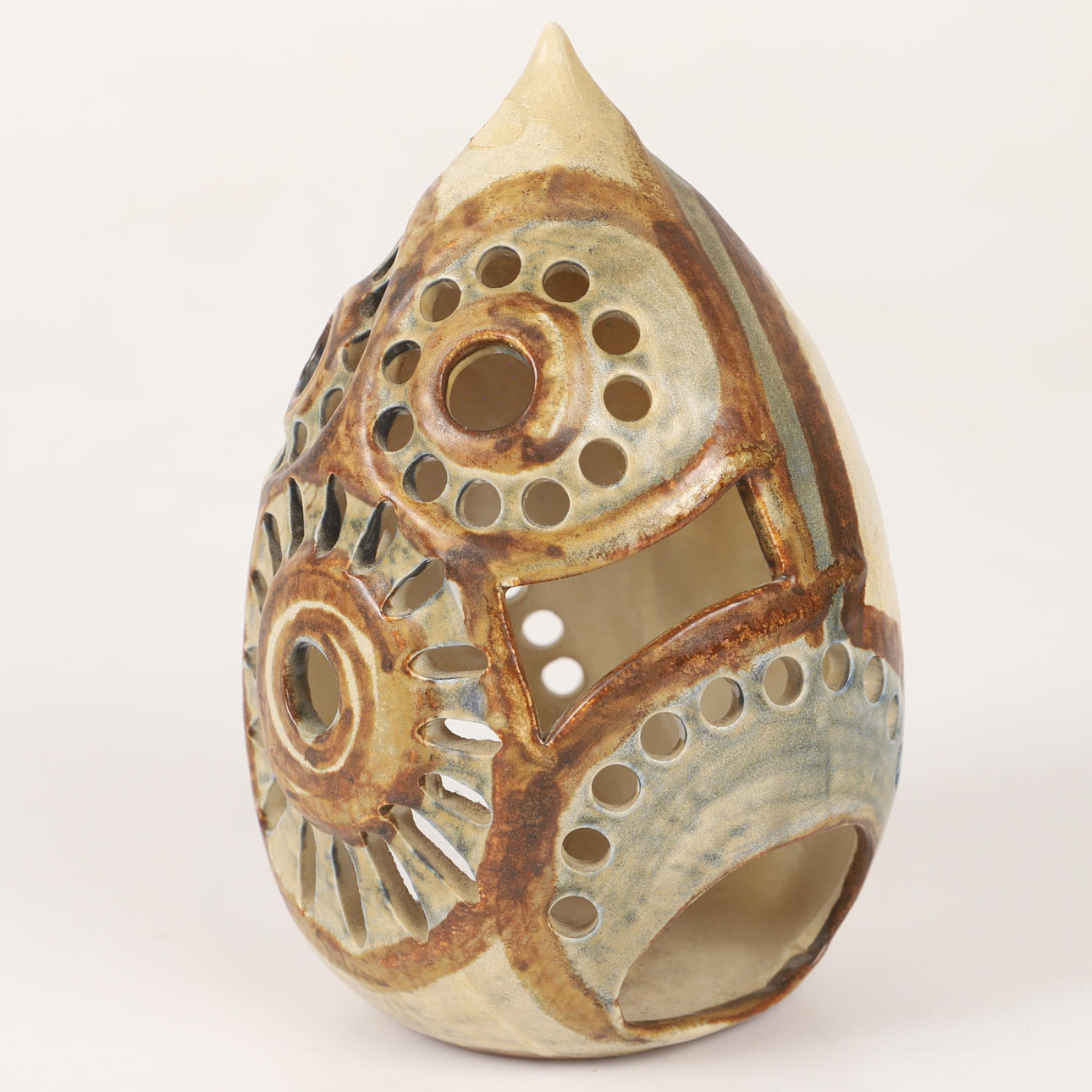 CANDLE HOLDER, glazed stoneware, Søholm, Denmark.